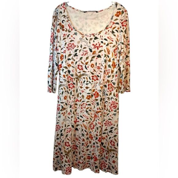 Peruvian connection ladies dress large red green floral casual everyday prairie - Picture 1 of 9